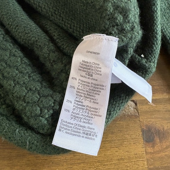 Madewell Sadler Turtleneck Sweater Size Large Deep Forest Green Merino Wool Boxy - Picture 3 of 9